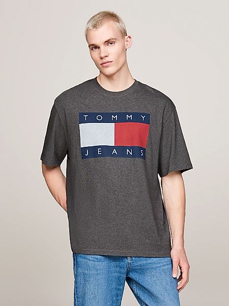 Tommy Jeans T-Shirt "TJM RLX MELANGE FLAG TEE" mit grpßem Logo-Druck günstig online kaufen