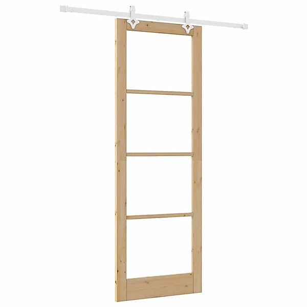 vidaXL Schiebetür Braun 83 x 232 cm Holz und Metall 3332225 günstig online kaufen