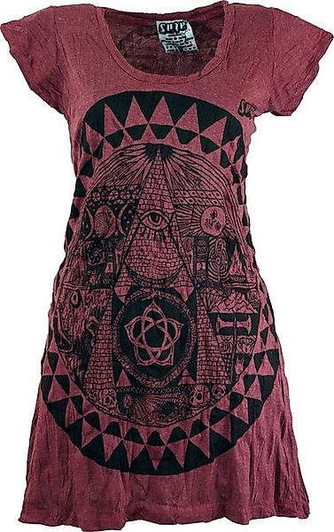 Guru-Shop T-Shirt Sure Long Shirt, Minikleid Mandala - bordeaux Festival, G günstig online kaufen