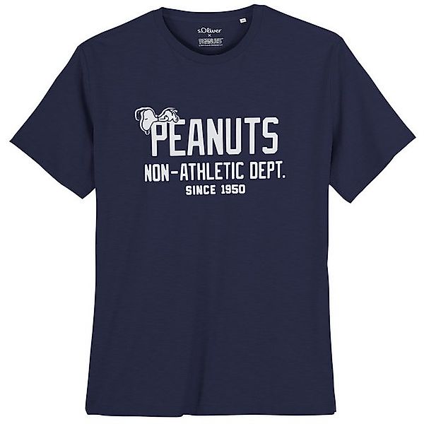 s.Oliver Rundhalsshirt Große Größen Herren T-Shirt navy Peanuts™-Frontprint günstig online kaufen