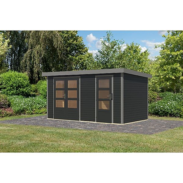 Karibu Gartenhaus Alfredo C Anthrazit/Graualuminium 209 x 400 x 213 cm günstig online kaufen