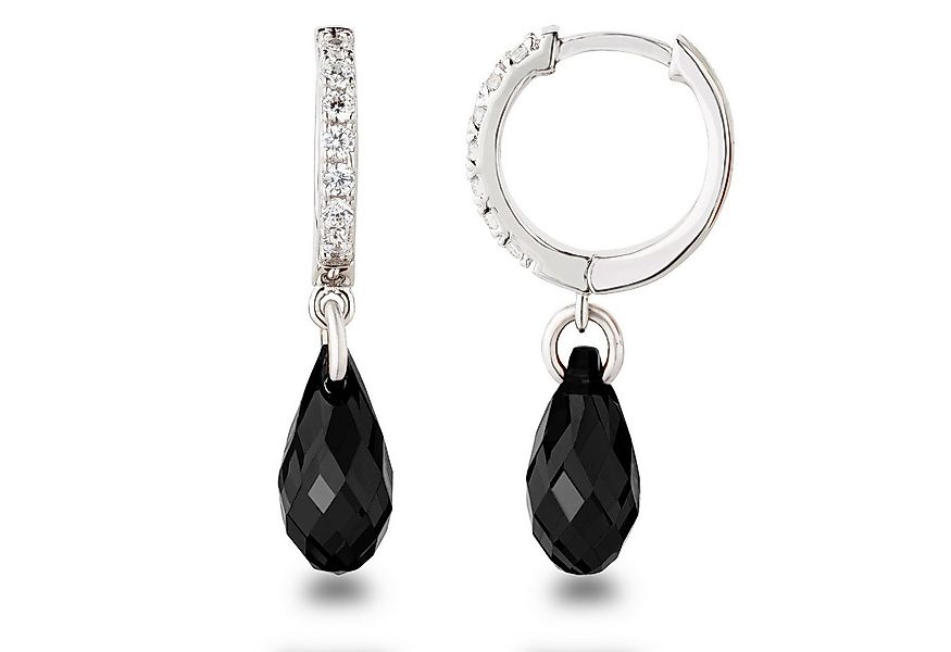 Schöner-SD Paar Ohrhänger Creolen mit Zirkonia und Tropfen Kristall klein 1 günstig online kaufen