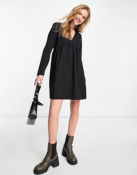 Vila – Mini-Hängerkleid in Schwarz mit V-Ausschnitt günstig online kaufen