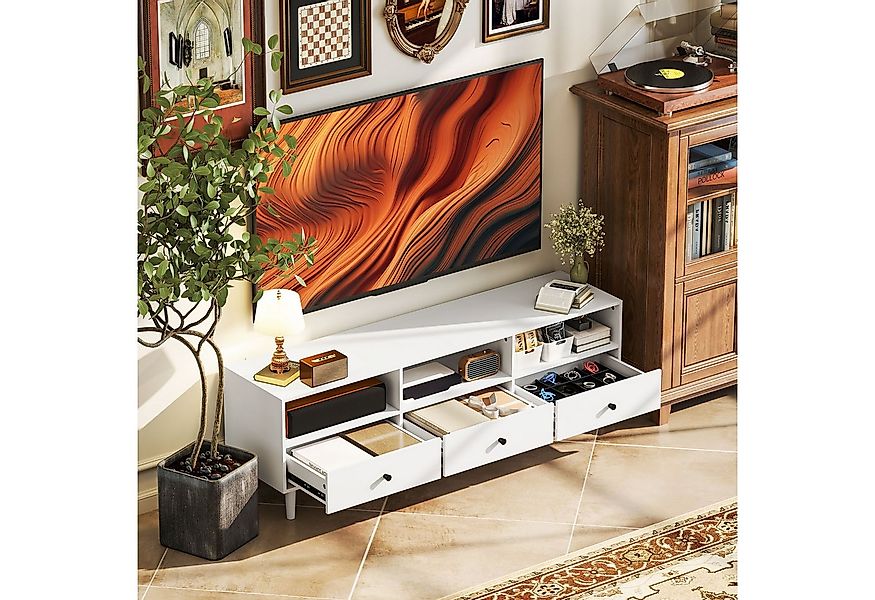 HOMCOM TV-Board TV Schrank mit Schubladen, 3 offenen Fächern (140 cm lang T günstig online kaufen