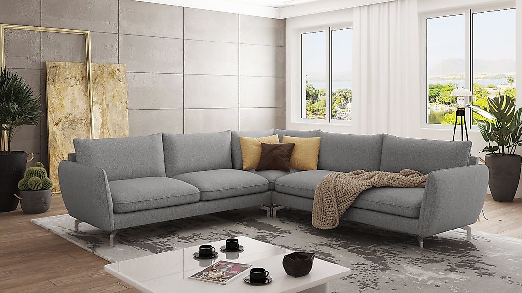 S-Style Möbel Ecksofa Benita mit Silber günstig online kaufen