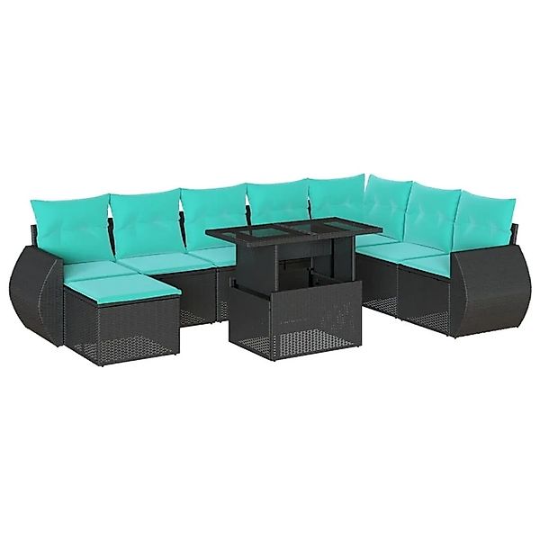 vidaXL 9-Tlg Gartensofa-Set mit Kissen Schwarz Polyrattan 3268727 günstig online kaufen