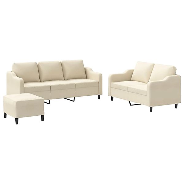 vidaXL 3-Tlg Sofagarnitur mit Kissen Creme Stoff 3201844 günstig online kaufen