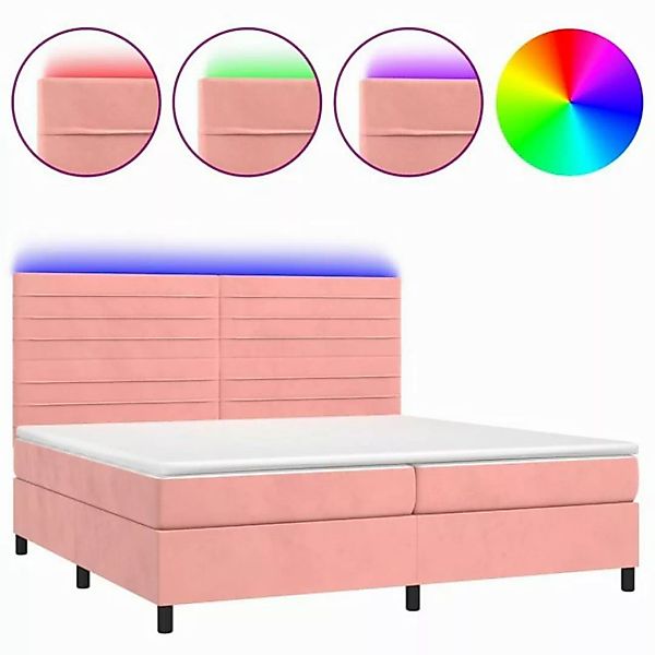 vidaXL Boxspringbett Boxspringbett mit Matratze LED Rosa 200x200 cm Samt Be günstig online kaufen