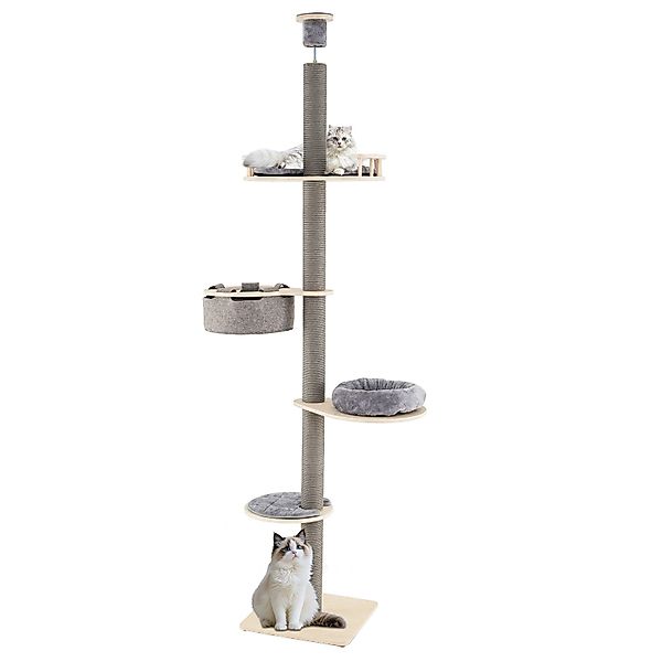 COSTWAY Kratzbaum, 5-stöckig, Katzenbaum, deckenhoch, 236-271 günstig online kaufen