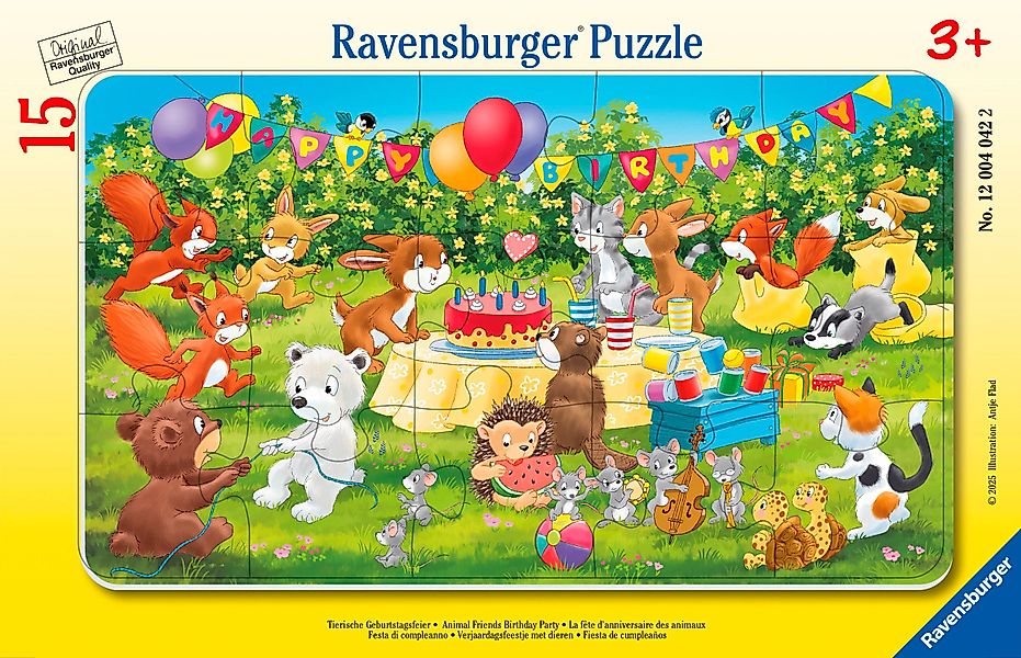 Ravensburger Rahmenpuzzle Tierische Geburtstagsfeier, 15 Puzzleteile, günstig online kaufen