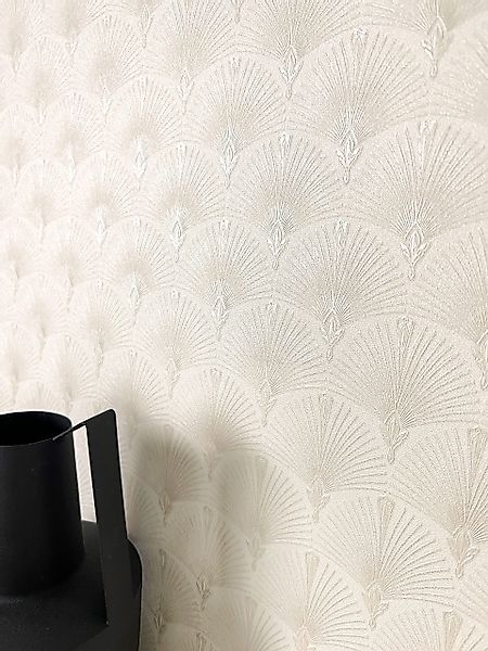 Newroom Vliestapete, Weiß Tapete Modern Fächer günstig online kaufen