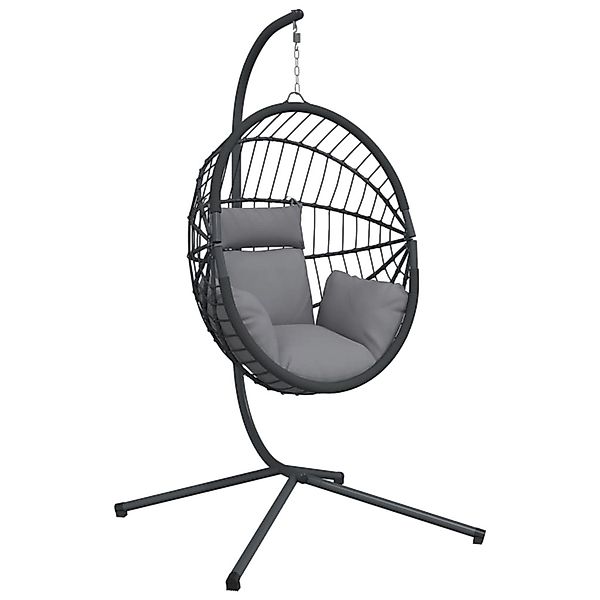 vidaXL Hängesessel Ei-Design mit Ständer Grau Rattan und Stahl 2096910 günstig online kaufen