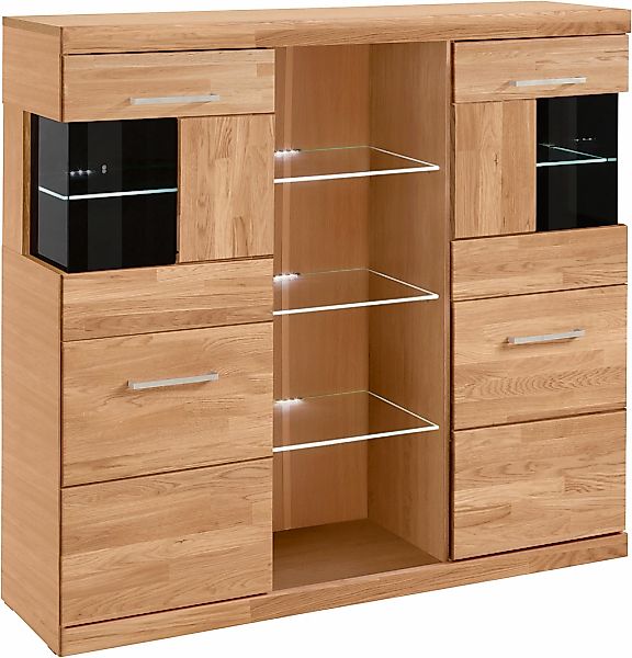 OTTO home Highboard "Ribe,120cm breit,112cm hoch,Oberplatte massiv,12 Fäche günstig online kaufen
