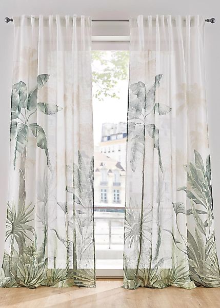 Vorhang mit Blätter Druck (1er Pack) günstig online kaufen