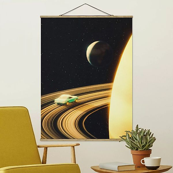 Stoffbild mit Posterleisten Retro Collage - Saturn Highway günstig online kaufen