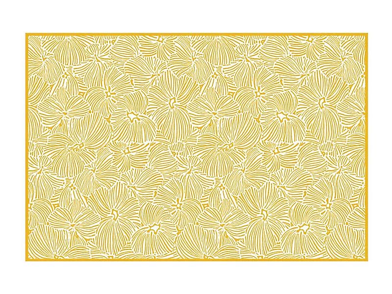 Teppich - Vinyl - Blumenmuster - 120 x 180 cm - Gelb & Weiß - CAPUCINA günstig online kaufen
