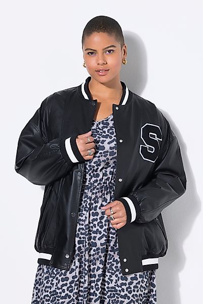 Studio Untold Steppjacke Collegejacke Lederoptik Streifenbündchen günstig online kaufen