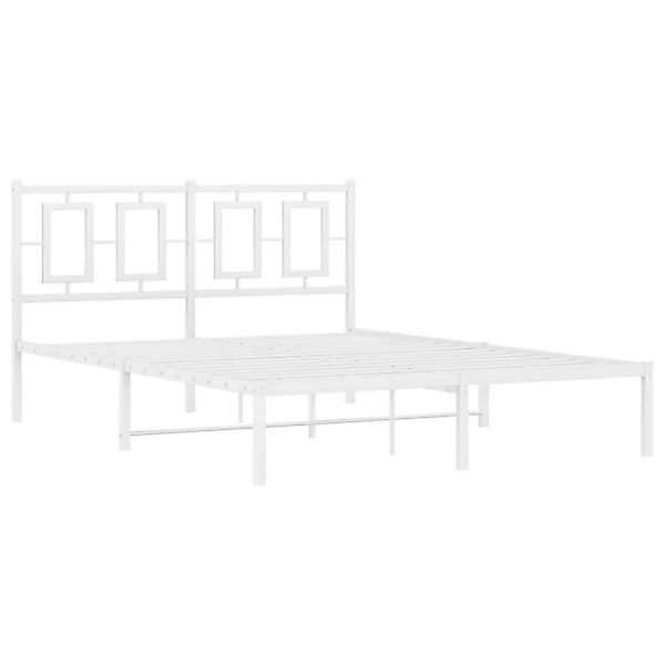 vidaXL Bettgestell mit Kopfteil Metall Weiß 140x190 cm 374290 günstig online kaufen