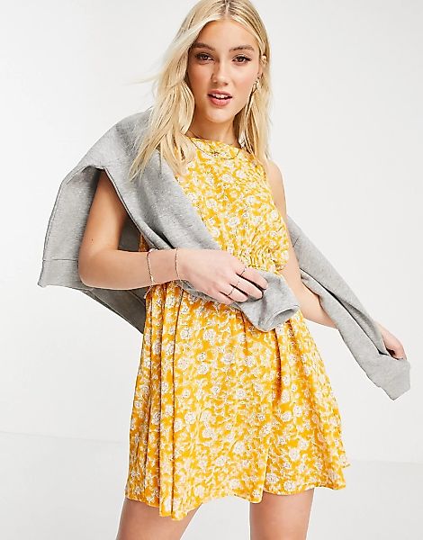 Cotton On – Minikleid in Gelb mit Rückenausschnitt günstig online kaufen