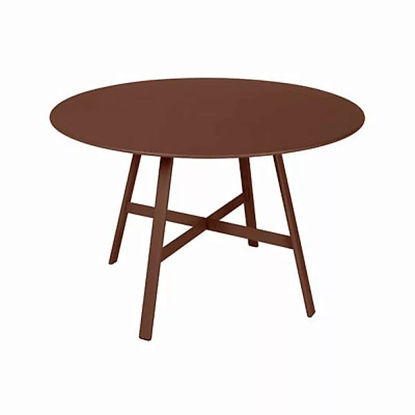 Runder Tisch So’O metall rot / Ø 117 cm - 6 Personen - Fermob - Rot günstig online kaufen