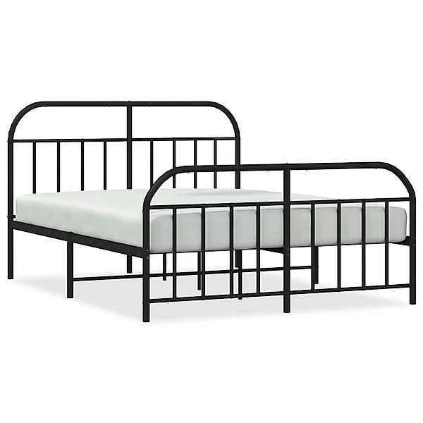 vidaXL Bettgestell mit Kopf- und Fußteil Metall Schwarz 135x190 cm 353652 günstig online kaufen