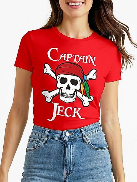 MoonWorks Print-Shirt Damen T-Shirt Fasching Karneval Pirat Captain Jeck Ko günstig online kaufen
