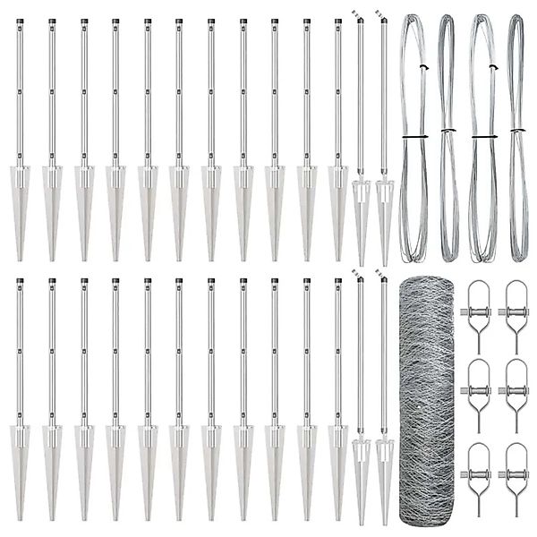 vidaXL Zaunpfosten Silber 50 x 0,8 m 36 mm Maschen Stahl 3353410 günstig online kaufen