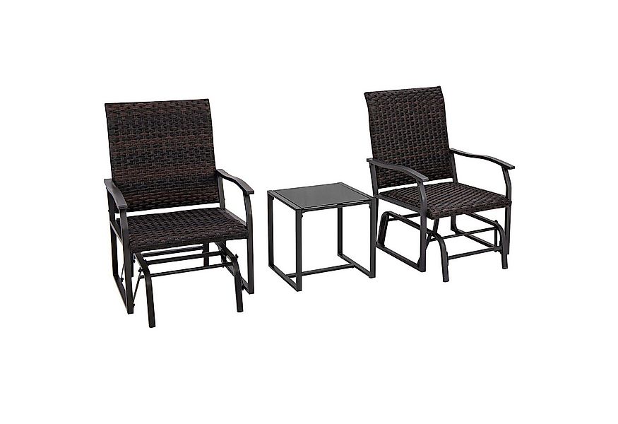 COSTWAY Balkonset, (3-tlg), mit 2 Schaukelstühlen & Tisch, Rattan günstig online kaufen