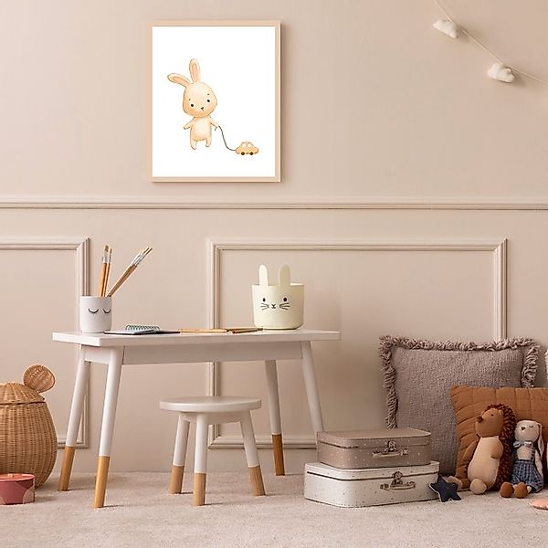 Lüttenhütt Bild mit Rahmen »oder Poster, Hase mit Spielzeugauto«, Fahrzeuge günstig online kaufen