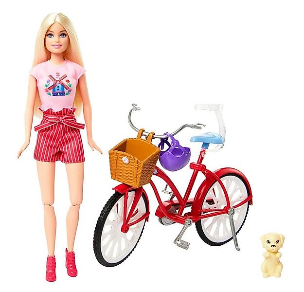 Barbie Anziehpuppe Puppen-Set mit Fahrrad Barbie Mattel HWJ00 Spiel-Set & Z günstig online kaufen
