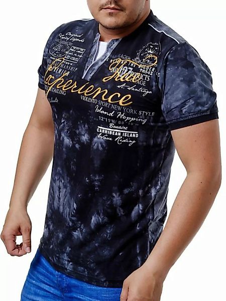 L.gonline Kurzarmshirt Herren T-Shirt mit Knopfleiste, Batik Shirt, Experie günstig online kaufen