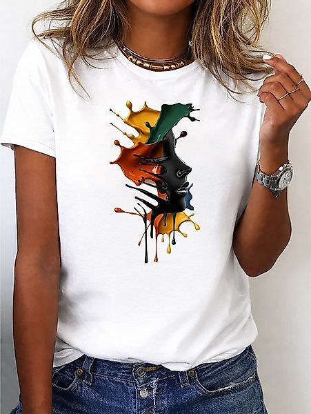 RMK T-Shirt Damen Shirt Rundhals Basic "Farbspritzer" aus Baumwolle günstig online kaufen