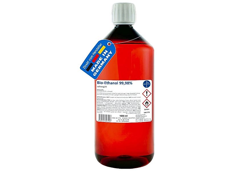 HERRLAN Bioethanol Kamin-Ethanol, 99,98% Alkohol-Gehalt, wasserfrei, 1 l, H günstig online kaufen