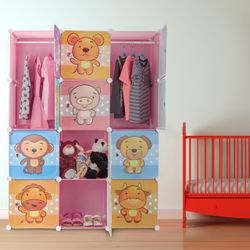 relaxdays Kinderkleiderschrank Steckregal Kinderzimmer mit Motiv günstig online kaufen