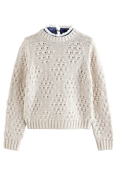 Next Strickpullover Pullover mit Ziernähten, Rüschenkragen günstig online kaufen