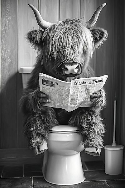 Bönninghoff Leinwandbild, Hochlandrind, Humor, Kuh, Kuhbilder, Kühe, Schwar günstig online kaufen