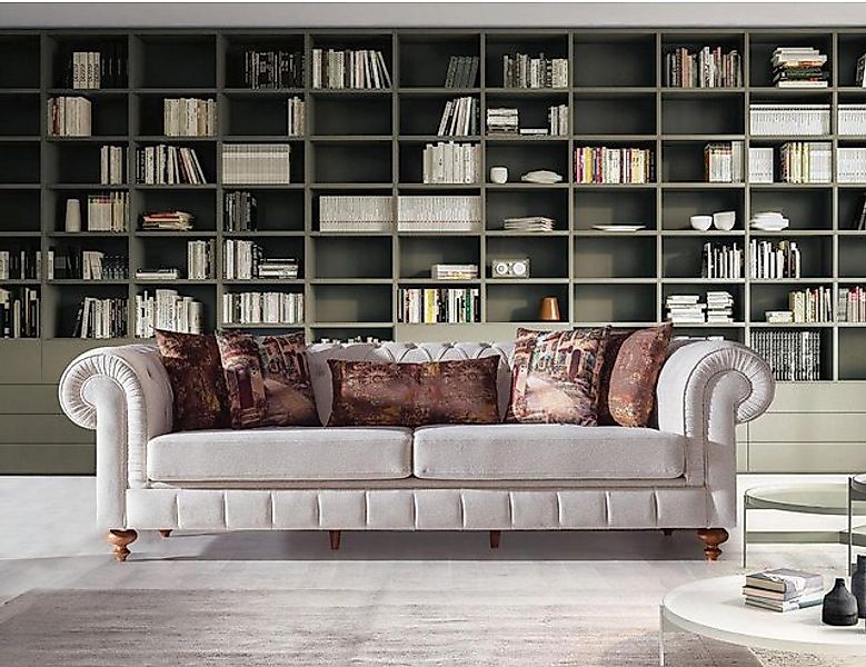 Xlmoebel Sofa Neues modernes dreisitziges Stoffsofa in Beige - Designer Cou günstig online kaufen