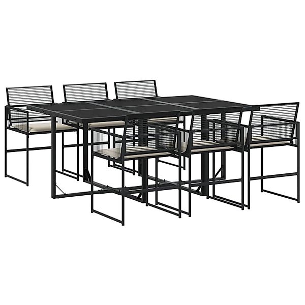 vidaXL 7-tlg Garten-Essgruppe mit Kissen Schwarz Poly Rattan Modell 171 günstig online kaufen