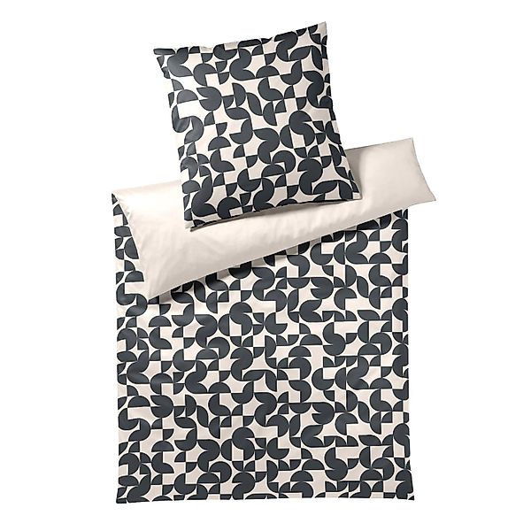 Elegante Mako Satin Bettwäsche Studio Graphic 24533-9 Grau 135x200 günstig online kaufen