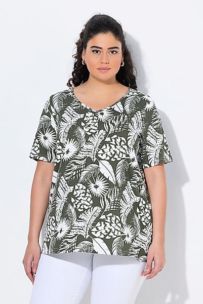 Ulla Popken T-Shirt T-Shirt Federn A-Linie günstig online kaufen