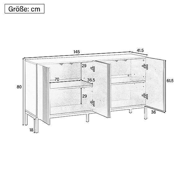 Thanaddo Sideboard Sideboard mit 4 Rattantüren,Linie günstig online kaufen