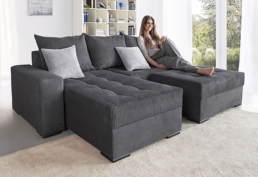 COLLECTION AB Ecksofa »Josy L-Form, Breite 214 cm, mit 3 großen Rückenkisse günstig online kaufen