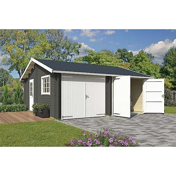 Lasita Garage Falkland Set mit Holztoren 575 cm x 575 cm Grau-Grün günstig online kaufen