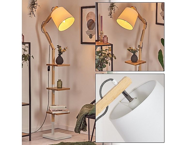 hofstein Stehlampe verstellbare Stehlampe aus Holz/Metall/Stoff in Natur/We günstig online kaufen