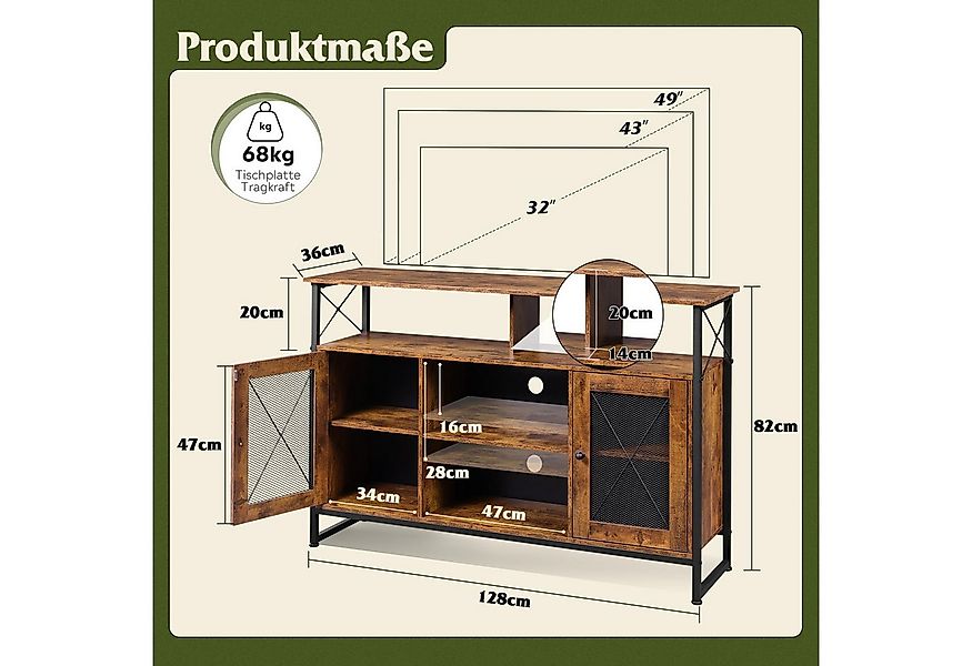 WLIVE Lowboard TV Schrank mit Stauraum, TV Board für Fernseher bis zu 55 Zo günstig online kaufen