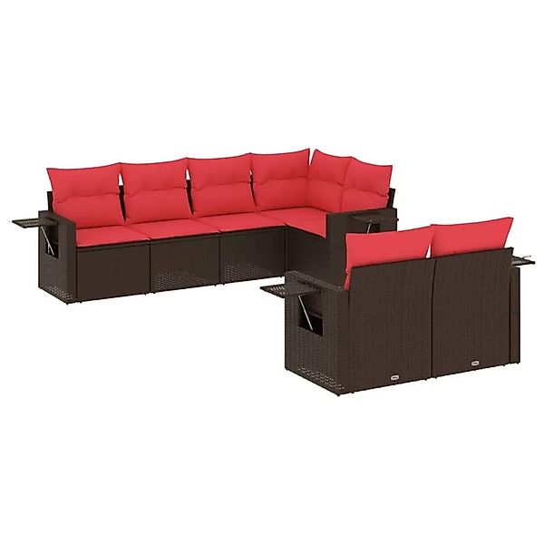 vidaXL 7-Tlg Gartensofa-Set mit Kissen Braun Polyrattan 3220413 günstig online kaufen