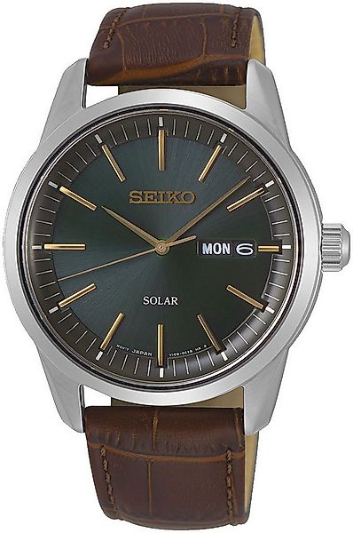 Seiko Solaruhr SNE529P1, Armbanduhr, Herrenuhr, Datum, Saphirglas, Lederarm günstig online kaufen