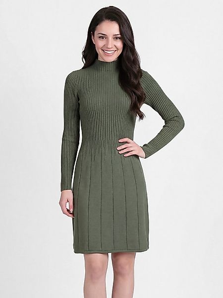 PEKIVESSA Strickkleid Kurzes Rippstrick-Kleid tailliert mit ausgestelltem R günstig online kaufen