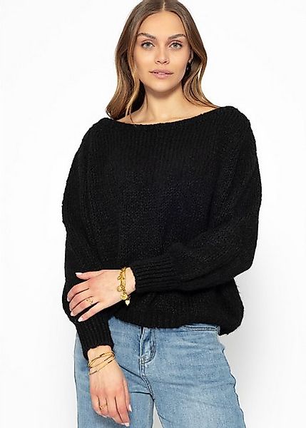 SASSYCLASSY Strickpullover Oversize Pullover Damen mit U-Boot Kragen Elegan günstig online kaufen