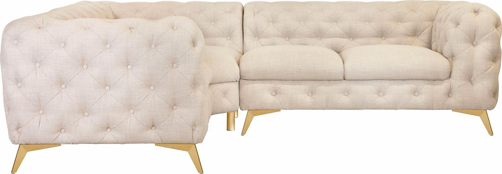 Leonique Chesterfield-Sofa "Ecksofa GLYNIS L-Form mit Wellenunterfederung, günstig online kaufen